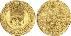 écu d'or , monnayage des Ducs de Bourgogne au nom de Charles VI DIJON
