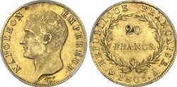 20 FRANCS OR 1806 A PARIS PCGS MS62