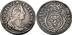douzième d'écu aux palmes Louis XIV 1696 P DIJON