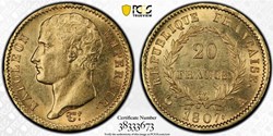 20 FRANCS OR 1807 A PARIS Type Transitoire PCGS MS62