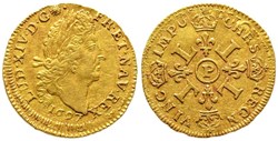 Demi Louis d'or type dit Aux Quatre L 1697 P DIJON