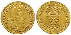 Demi Louis d'or Type à L'écu Louis XIV 1691 P DIJON réformation