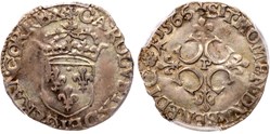 Sol Parisis CHARLES IX 1566-P (Dijon). PCGS XF40