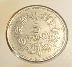 5 francs lavrillier alu 1947B "9 ouvert"