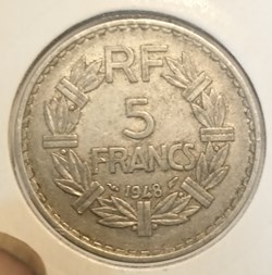 5 francs lavrillier alu 1948 "9 fermé"