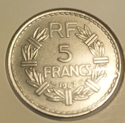 5 francs lavrillier alu 1947 "9 ouvert"