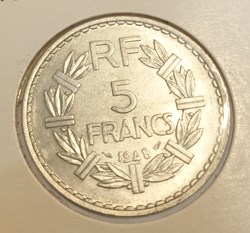 5 francs lavrillier alu 1948 "9 ouvert"