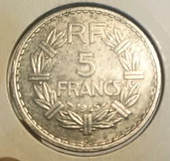5 francs lavrillier alu 1945C