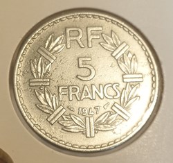5 francs lavrillier alu 1947 "9 fermé"