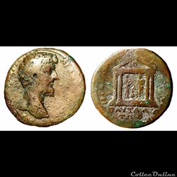 Marc Aurèle / Pautalia, Thrace / Temple aux trois divinités / Inédite § Extrêmement rare