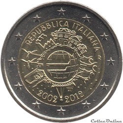 Italie - 2012 : 10e anniversaire de l'introduction des billets et des pièces en euro