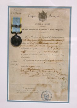 1856 Diplôme et médaille de la Campagne de Crimée