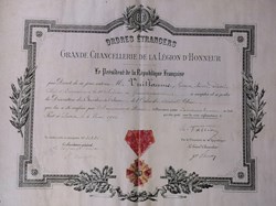 1911 Diplôme de Chevalier de 3è classe de l'Ordre de Sainte-Anne