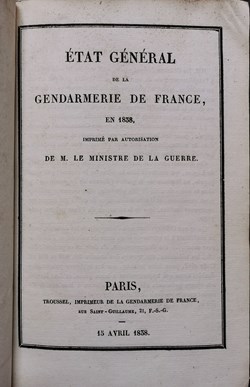 1838 Etat Général de la Gendarmerie de France