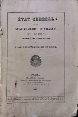 1849 Etat Général de la Gendarmerie de France