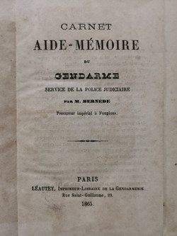 1865 Carnet aide-mémoire du Gendarme