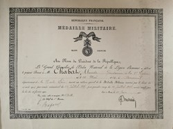 1922 Diplôme de la Médaille Militaire 8ème Légion de Gendarmerie