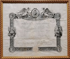 1821 Diplôme d'Officier de l'Ordre Royal de la Légion d'Honneur