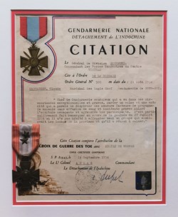 1954 Diplôme et Croix de Guerre des Théâtres des Opérations Extérieurs avec Etoile de Bronze