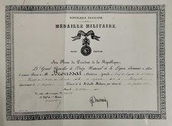 1923 Diplôme de la Medaille Militaire