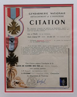 1951 Diplôme et Croix de Guerre des Théâtres des Opérations Extérieurs avec Etoile d'Argent