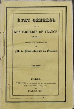 1837 Etat Général de la Gendarmerie de France
