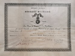 1889 Diplôme de la Médaille Militaire