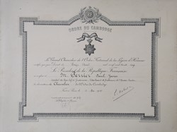1935 Diplôme de Chevalier de l'Ordre du Cambodge