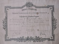 1928 Diplôme d'Officier de 3è classe de l'Ordre du Nichan Iftikhar