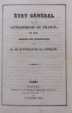 1844 Etat Général de la Gendarmerie de France