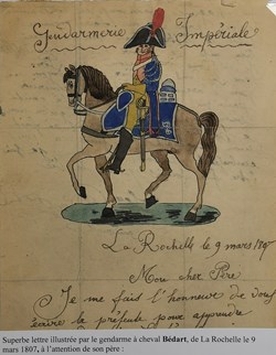 1807 Lettre illustrée par un Gendarme Impérial à cheval