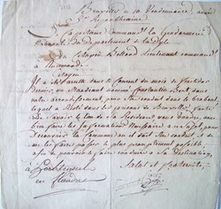 1796 Lettre du Capitaine de la Gendarmerie du département de la Dyle