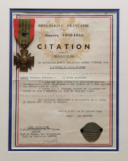 1949 Diplôme et Croix de Guerre 1939-1945 pour Citation à l'Ordre du Corps d'Armée