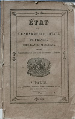 1830 Etat Général de la Gendarmerie de France