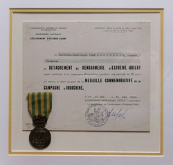 1954 Diplôme et médaille Commémorative de la Campagne d'Indochine