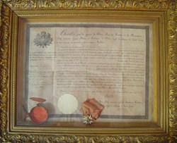 1828 Diplôme et médaille de l'Ordre Royal et Militaire de Saint-Louis