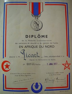 1957 Médaille commémorative des opérations de sécurité et de maintien de l'ordre en Afrique du Nord