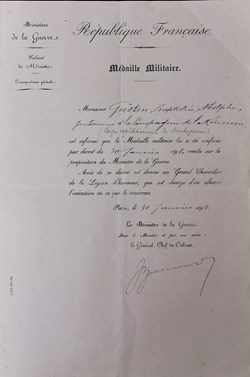 1896 Diplôme de la Médaille Militaire