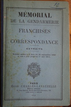 1911 Mémorial de la Gendarmerie - Franchises et Correspondance