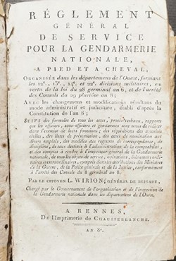 1800 Règlement Général de Service pour la Gendarmerie Nationale à pied et à cheval