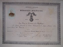 1903 Diplôme Médaille Militaire avec photo