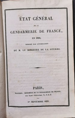 1839 Etat Général de la Gendarmerie de France