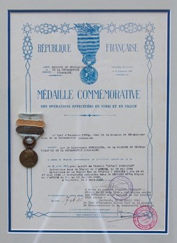 1930 Diplôme et médaille Commémorative des Opérations en Syrie-Cilicie