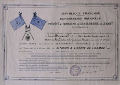 1926 Diplôme de Croix de Guerre pour Citation à l'Ordre de l'Armée