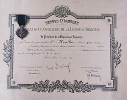 1920 Diplôme et Médaille de la Croix de guerre de 3e classe de la Grèce