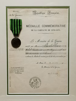 1913 Diplôme et médaille Commémorative de la Campagne de 1870-1871