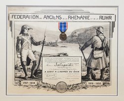 1930 Diplôme et Médaille des Anciens de la Rhénanie et de la Ruhr