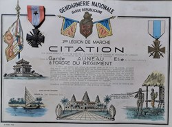 1953 Diplôme et Croix de Guerre des Théâtres d'Opérations Extérieurs -Citation à l'Ordre du Régiment