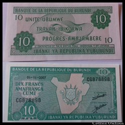 10 Francs 2007 - Carte du Burundi