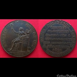 Deux sols de Monneron à la Liberté. Birmingham. 1791, An III.